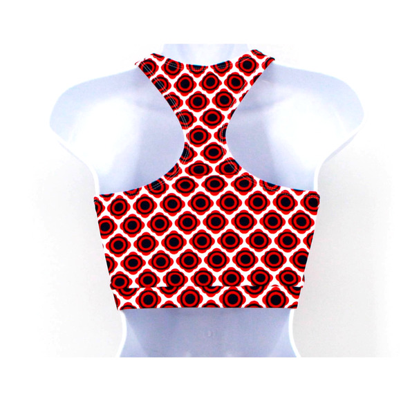 Swimsuit Red & Blue Geo Print Cutout Tankini Top Only Size Large - Picture 5 of 7